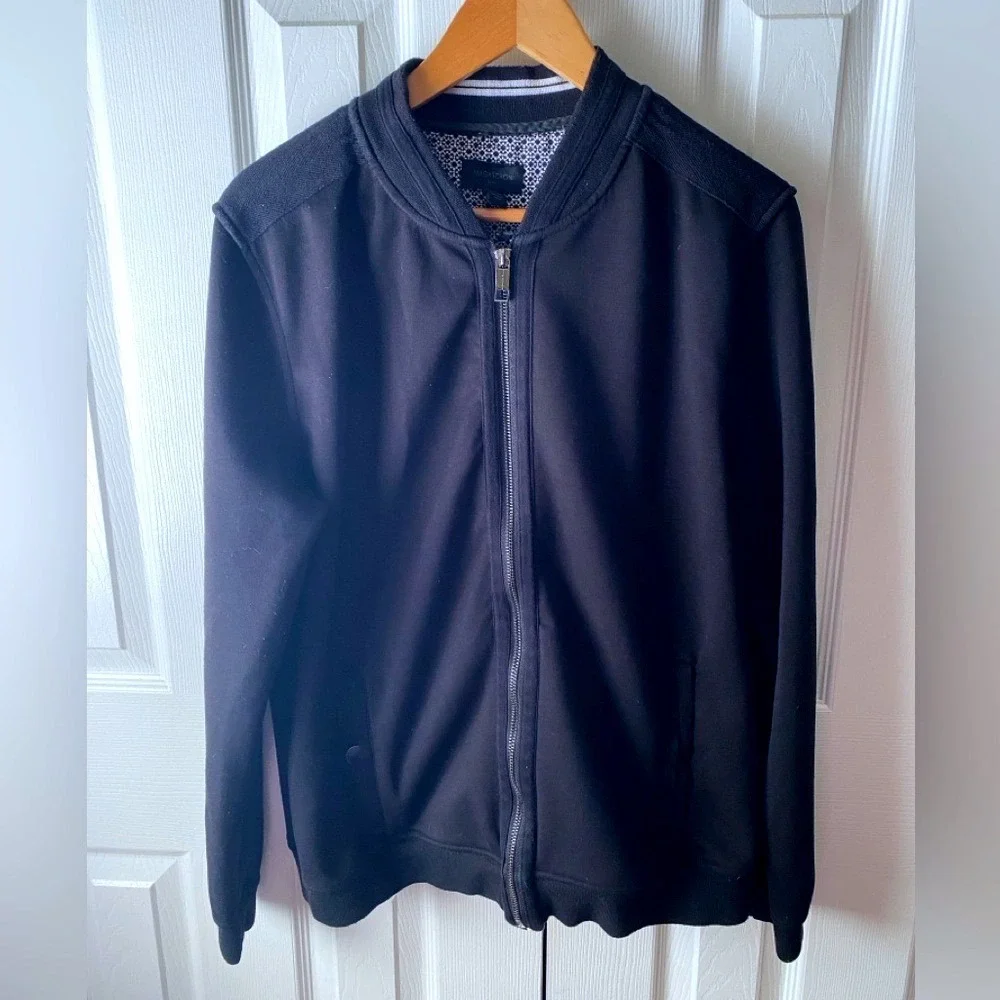 MAGASCHONI MAN Black‎ Jersey Knit Bomber Jacket SZ L